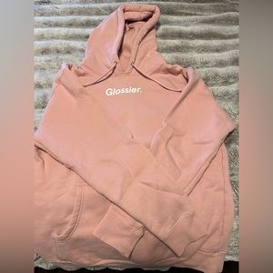 GLOSSIER baby pink hoodie, size medium